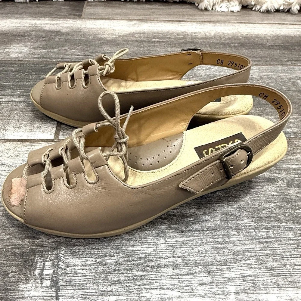 Vintage SAS Mocha Ghillie Shoes 1990's Women's 5.5 M‎ Open Walking Sandal Shoes